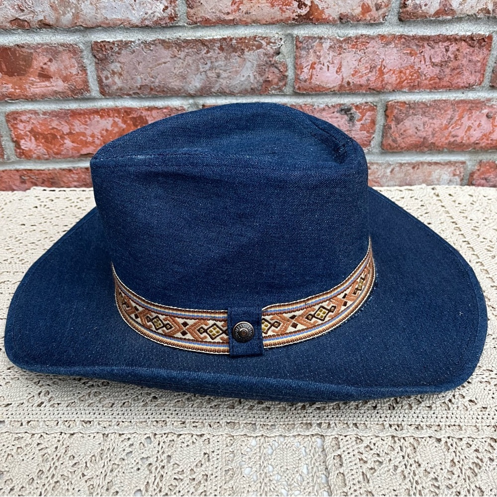Vintage 1970s Levi’s Denim Cowboy Cowgirl Western Festival Hat